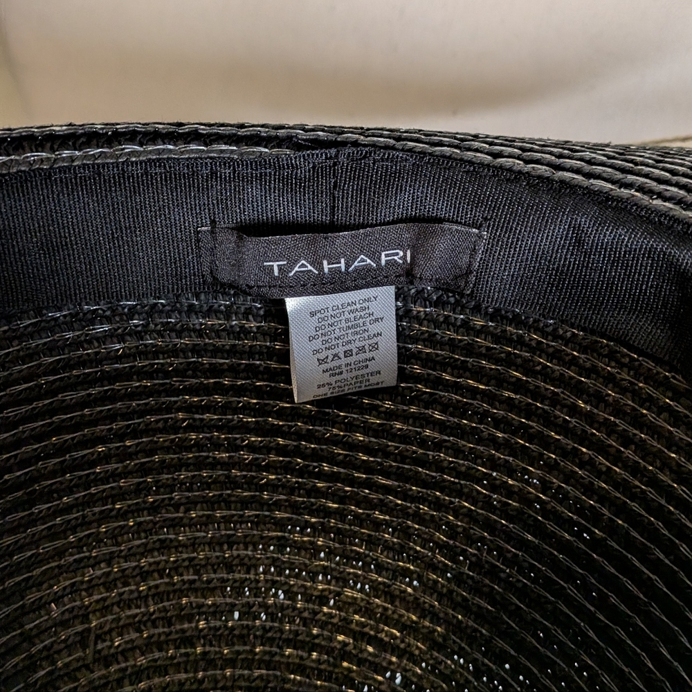 Tahari Black and Cream Floppy Hat - Picture 3 of 3